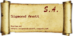 Sigmond Anett névjegykártya